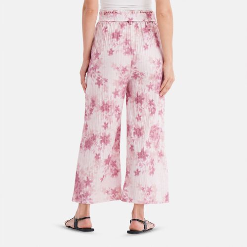 Weit geschnittene Hose, Blumenmuster, 99×35,5cm, Aprikose image number 1
