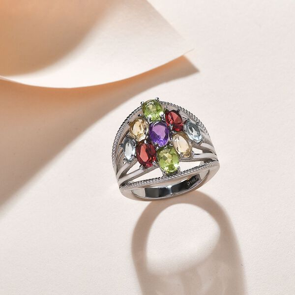 Roter Granat, Afrikanischer Amethyst Ring, Edelstahl (Gr&ouml;&szlig;e 16.00) ca. 3.64 ct image number 1