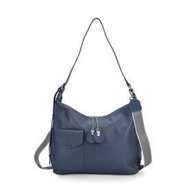 Crossbody Tasche aus echtem Leder, 29,5×12×26 cm, Blau
