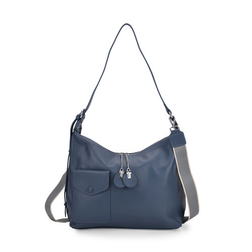 Crossbody Tasche aus echtem Leder, 29,5×12×26 cm, Blau image number 0