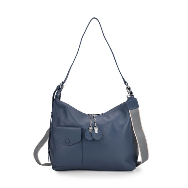 Crossbody Tasche aus echtem Leder, 29,5×12×26 cm, Blau image number 0