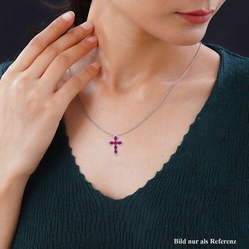 Behandelter Rubin und Zirkon-Anhänger mit 45cm Kette - 6,88 ct. image number 1