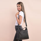 Handtasche aus 100% echtem Leder mit abnehmbarem Riemen, Schwarz  image number 2