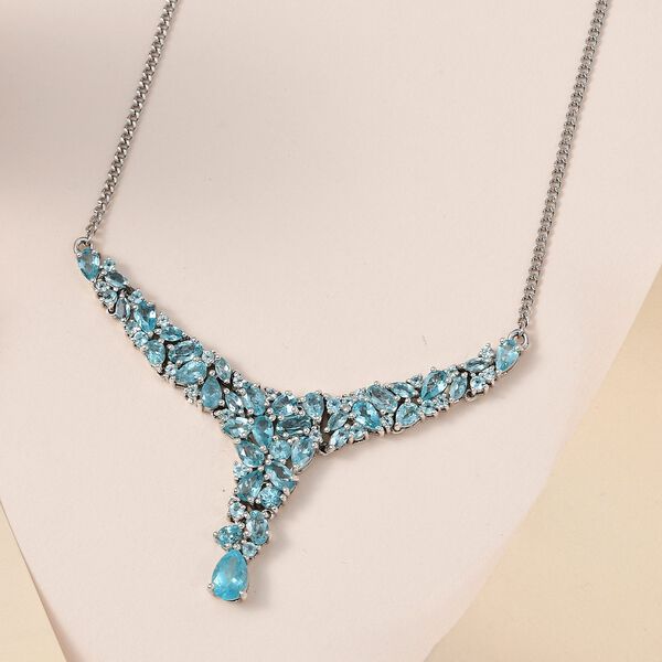 Paraiba-Apatit Collier, ca. 45 cm, 925 Silber platiniert ca. 7.46 ct image number 3