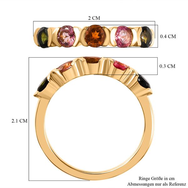 AA Mehrfarbig-Turmalin Ring 925 Silber 750 Gelbgold Vermeil (Gr&ouml;&szlig;e 16.00) ca. 0,89 ct image number 7