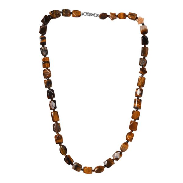 Tigerauge Halskette ca. 60 cm Edelstahl rhodiniert ca. 250.00 ct image number 4