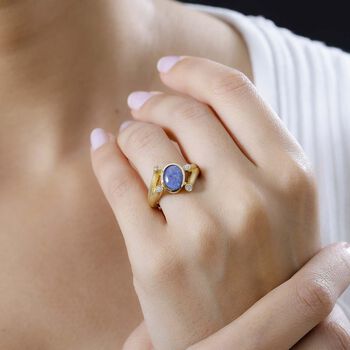 Boulder Opal Triplett und Zirkon Ring - 1,56 ct.