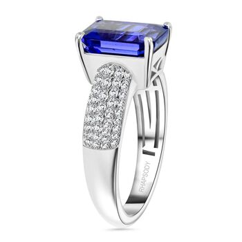 RHAPSODY zertifiziert und gepr&uuml;ft AAAA Tansanit und VS-EF Diamant Ring in 950 Platin - 4,70 ct.