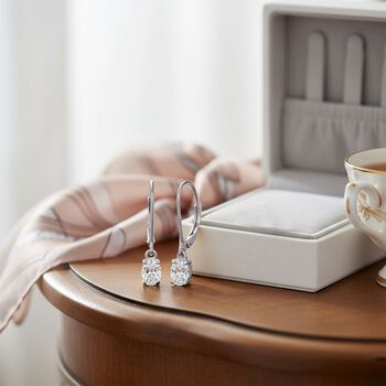 LUXURIANT SGL zertifizierte VS-GH Labor Oval-Diamant Ohrringe, 925 Silber rhodiniert - 1 ct.