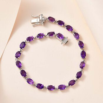 Afrikanischer Amethyst Armband ca. 19 cm 925 Silber platiniert ca. 8,82 ct.