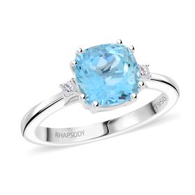 RHAPSODY AAAA Santamaria Aquamarin und VS Diamant Ring in 950 Platin - 2,35 ct.