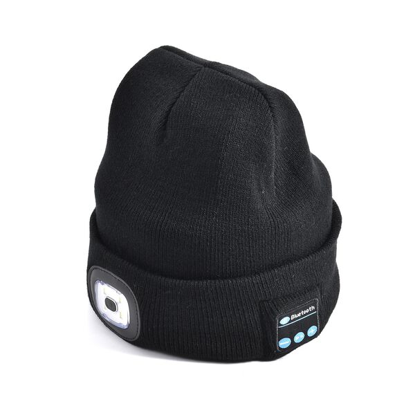 Stilvolle und vielseitige Strickmütze mit Bluetooth und eingebautem LED-Licht, 21x28cm, schwarz image number 5