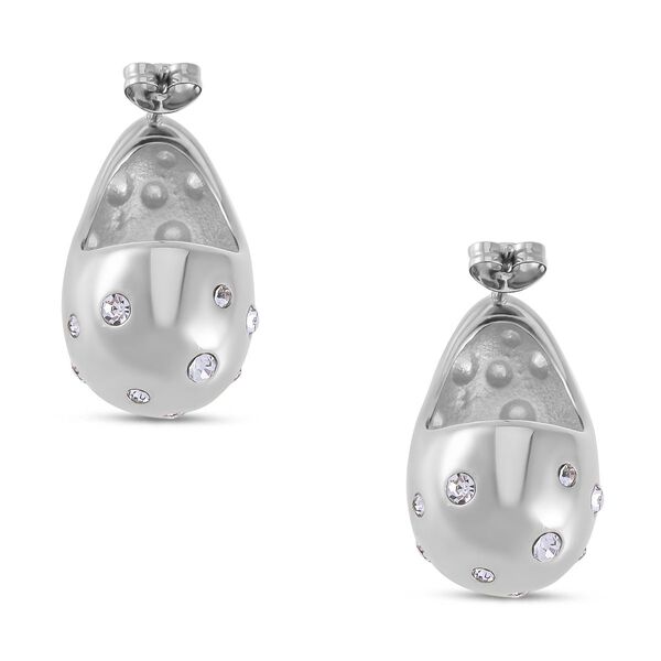 Wei&szlig;er Kristall Ohrringe Reiner Edelstahl image number 5