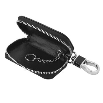 Echtleder Schl&uuml;ssel Etui mit Kugelschreiber, schwarz