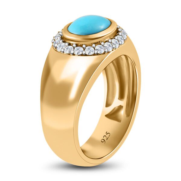 Amerikanischer, nat&uuml;rlicher Sleeping Beauty T&uuml;rkis und Zirkon-Halo-Ring - 1,44 ct. image number 4