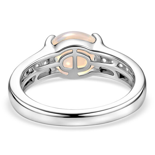 Nat&uuml;rlicher &Auml;thiopischer Opal und Zirkon Ring 925 Silber zweifarbige &Uuml;berzug image number 5