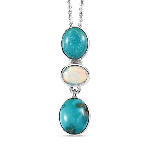 Sierra Nevada Türkis und natürlicher, äthiopischer Welo Opal-Anhänger mit Kette - 6,59 ct. image number 0