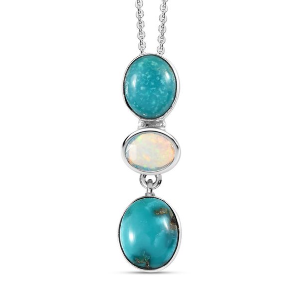 Sierra Nevada T&uuml;rkis und nat&uuml;rlicher, &auml;thiopischer Welo Opal-Anh&auml;nger mit Kette - 6,59 ct.