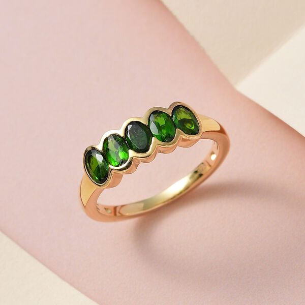 Nat&uuml;rlicher Chromdiopsid Ring, 925 Silber vergoldet (Gr&ouml;&szlig;e 17.00) ca. 1.33 ct image number 1