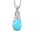 Amerikanischer, nat&uuml;rlicher Sleeping Beauty T&uuml;rkis und wei&szlig;er Zirkon-Anh&auml;nger mit Kette, 925 Silber platiniert ca. 2.34 ct