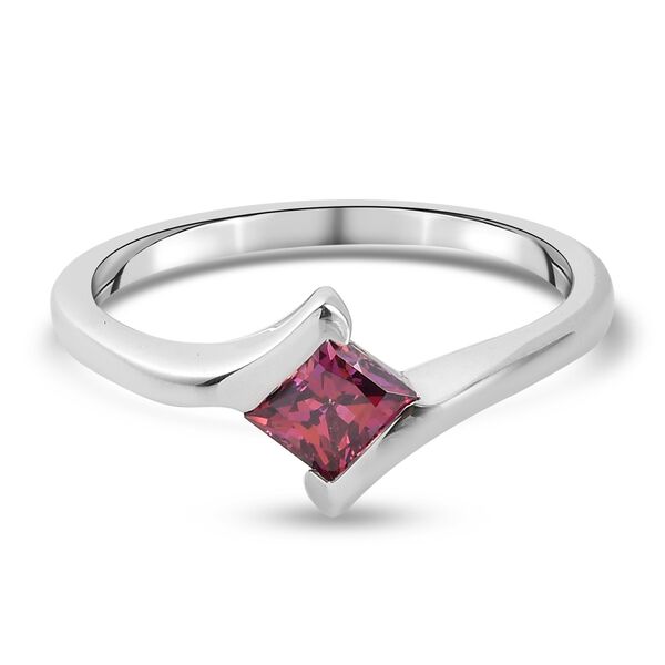 LUSTRO STELLA Hergestellt mit Roter ZIRKONIA Solit&auml;r Ring 925 Silber Platin-&Uuml;berzug (Gr&ouml;&szlig;e 16.0)