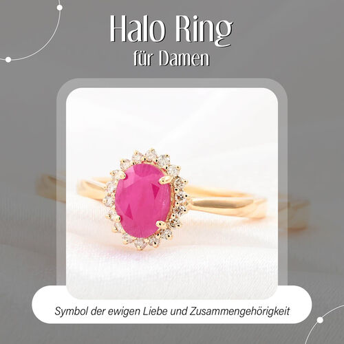 LUXORO AAA Mosambik Rubin und G-H I2 Diamant Ring in 585 Gelbgold- 1,50 ct. image number 1