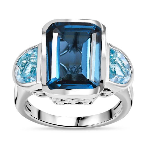 London Blautopas und himmelblauer Topas Ring - 11,24 ct. image number 4