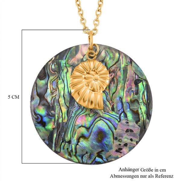 Abalone Muschel Ammonit-Design Anh&auml;nger mit Kette, Reiner Edelstahl, goldfarben image number 6