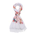 Bestickter Schal mit Paisley und Floralem Stickerei, 70 x 180 cm, weiß