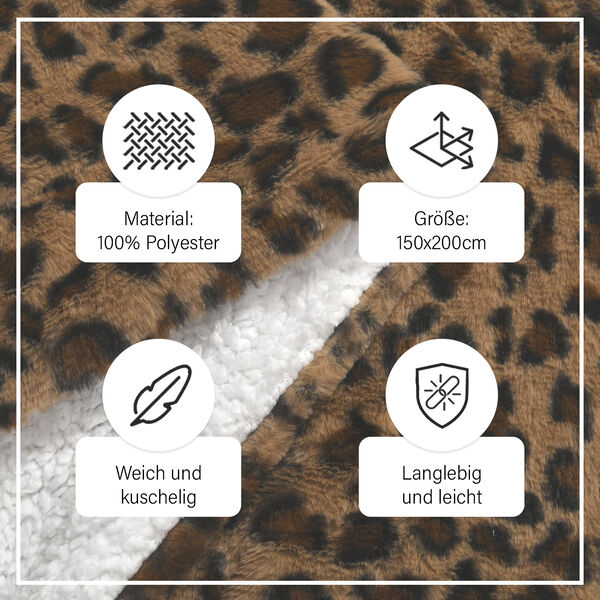Kunstfell Decke mit Leopardenmuster,  Braun image number 9