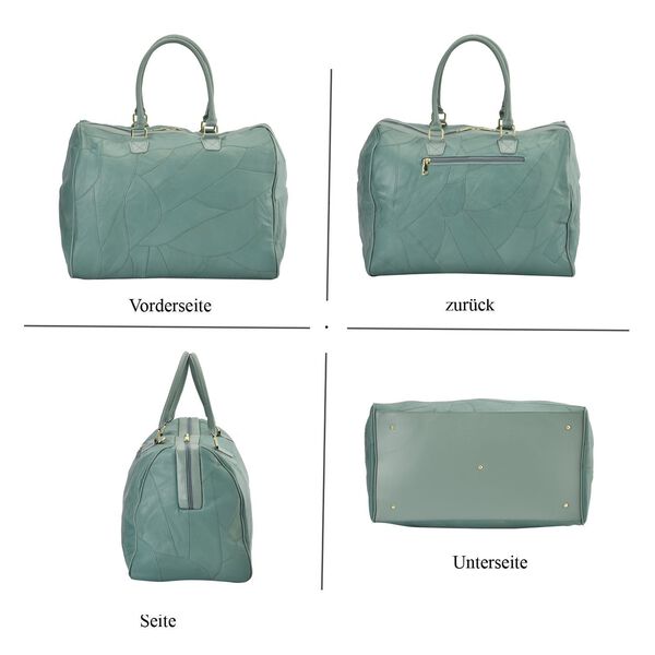 Stylische Patchwork-Reisetasche aus Schafsleder, grün image number 4