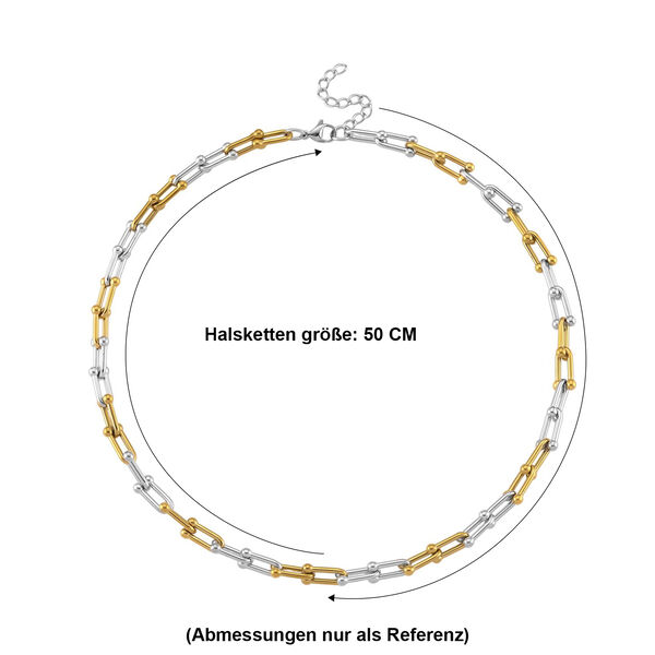 Designer inspiriert - Bicolor Halskette ca. 50 cm + 5 cm Extender, 316L Edelstahl ca. 46,90g image number 5