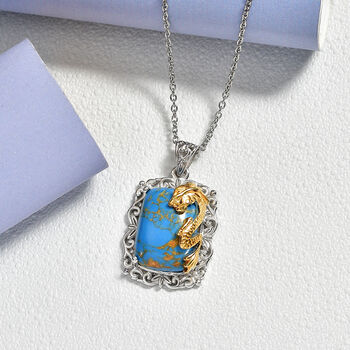 EVER TRUE AA Blauer Mojave T&uuml;rkis Anh&auml;nger mit  316L Edelstahlkette ca. 50 cm, nickelfreies Messing ca. 12,30 ct.