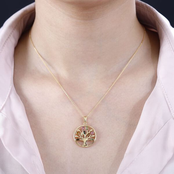 AA Mehrfarbig-Turmalin Anh&auml;nger 925 Silber vergoldet ca. 0,67 ct. image number 3