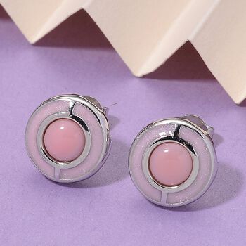 D'Joy Nat&uuml;rlicher Rosa K&ouml;nigsmuschel Perle (6 mm) Ohrringe 925 Silber Zweifarbige Beschichtung