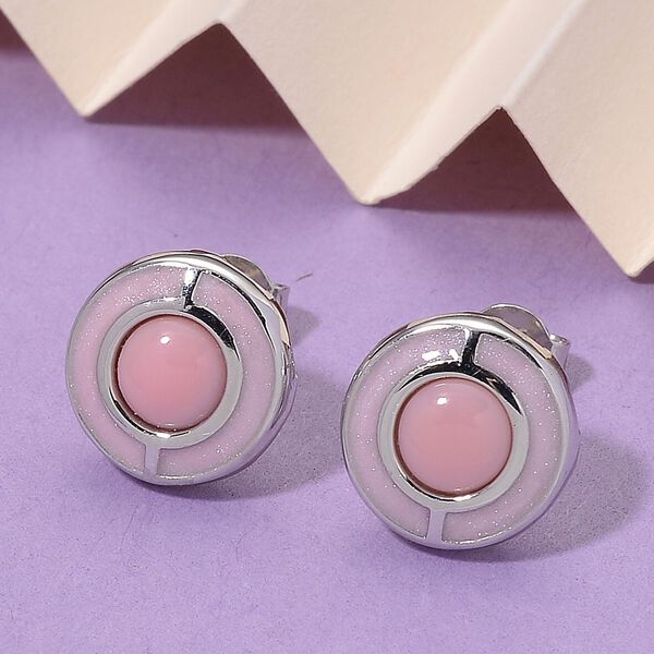 D'Joy Natürliche Rosa Königsmuschel Perle Ohrringe 925 Silber, Bicolor image number 2