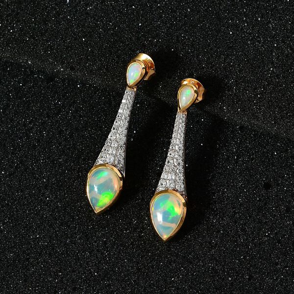 AA nat&uuml;rliche, &auml;thiopische Welo Opal und Zirkon-Ohrringe - 3,57 ct. image number 8