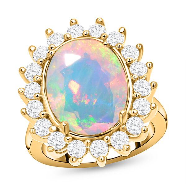 Nat&uuml;rlicher, &auml;thiopischer Opal und wei&szlig;er Zirkon-Ring - 7,40 ct. image number 4