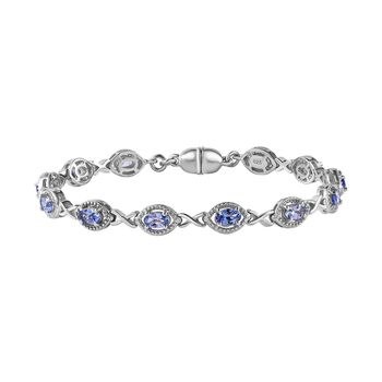 Tansanit Armband ca. 18 cm 925 Silber platiniert ca. 3.06 ct