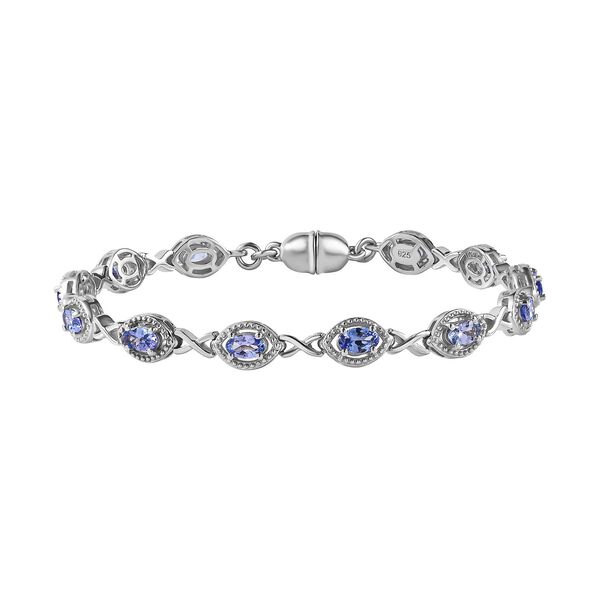Tansanit Armband ca. 18 cm 925 Silber platiniert ca. 3.06 ct