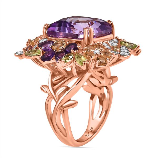 GP Italienische Garten Kollektion - AAA Rose De France Amethyst, Afrikanischer Amethyst Ring 925 Silber 750 Roségold Vermeil (Größe 19.00) ca. 17.45 ct image number 3