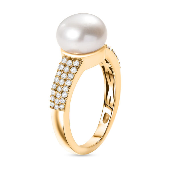 EverTrue S&uuml;&szlig;wasser Perle und wei&szlig;er Zirkon Ring image number 4