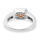 Hessonit Granat und Zirkon Solitär Ring 925 Silber Platin-Überzug image number 5