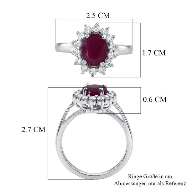 LUXURIANT DIAMOND - AA Burmesischer Rubin, Lab Grown Diamant Ring 925 Silber Rhodiniert (Gr&ouml;&szlig;e 19.00) ca. 2,92 ct image number 5