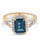 London Blau Topas und Zirkon Ring 925 Silber vergoldet  ca. 2,38 ct image number 0