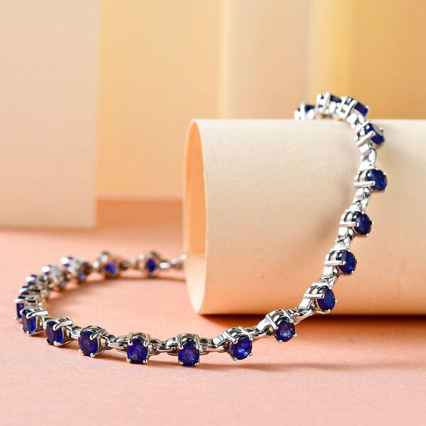 Masoala Saphir (Fissure gef&uuml;llt) Armband, ca. 19 cm, 925 Silber platiniert ca. 6.98 ct image number 2