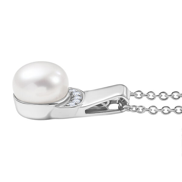 EVER TRUE Süßwasser Perle (8-10 mm), Weißer Zirkon Schmuckset ca. 50 cm 5.78 ct image number 3