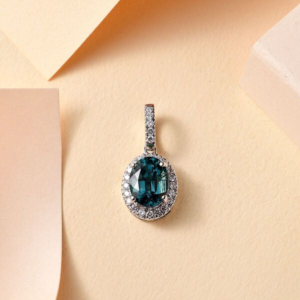 RHAPSODY AAAA Lagunen Turmalin und VS Diamant Anh&auml;nger in 950 Platin - 1,98 ct. image number 7