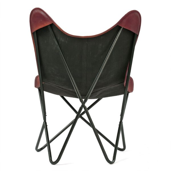 Zusammenklappbarer Butterfly-Sessel aus Echtleder, 92cm, Burgund image number 7