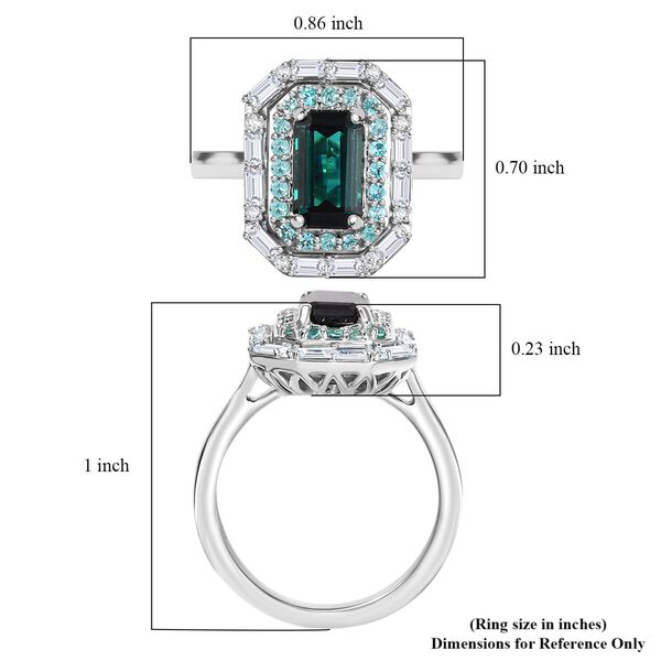 RHAPSODY zertifiziert und gepr&uuml;ft AAAA Indigolith, Paraiba Turmalin und VS-EF Diamant Ring in 950 Platin - 2,81 ct. image number 5
